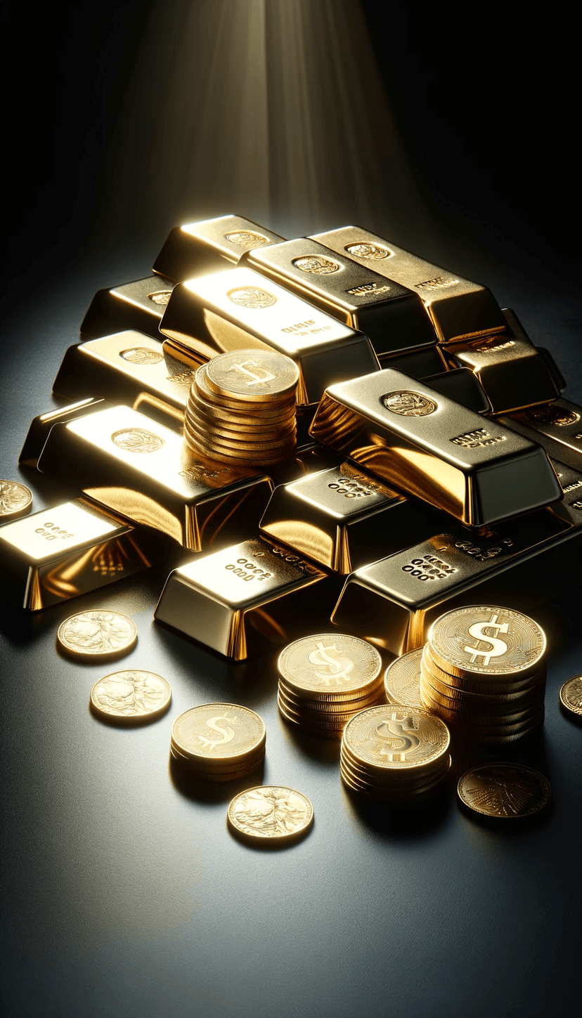 gold bars and coins